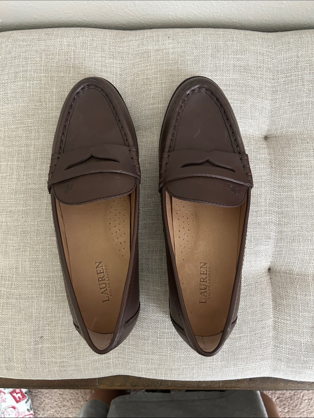 New Lauren Ralph Lauren Brown Leather Penny Loafers